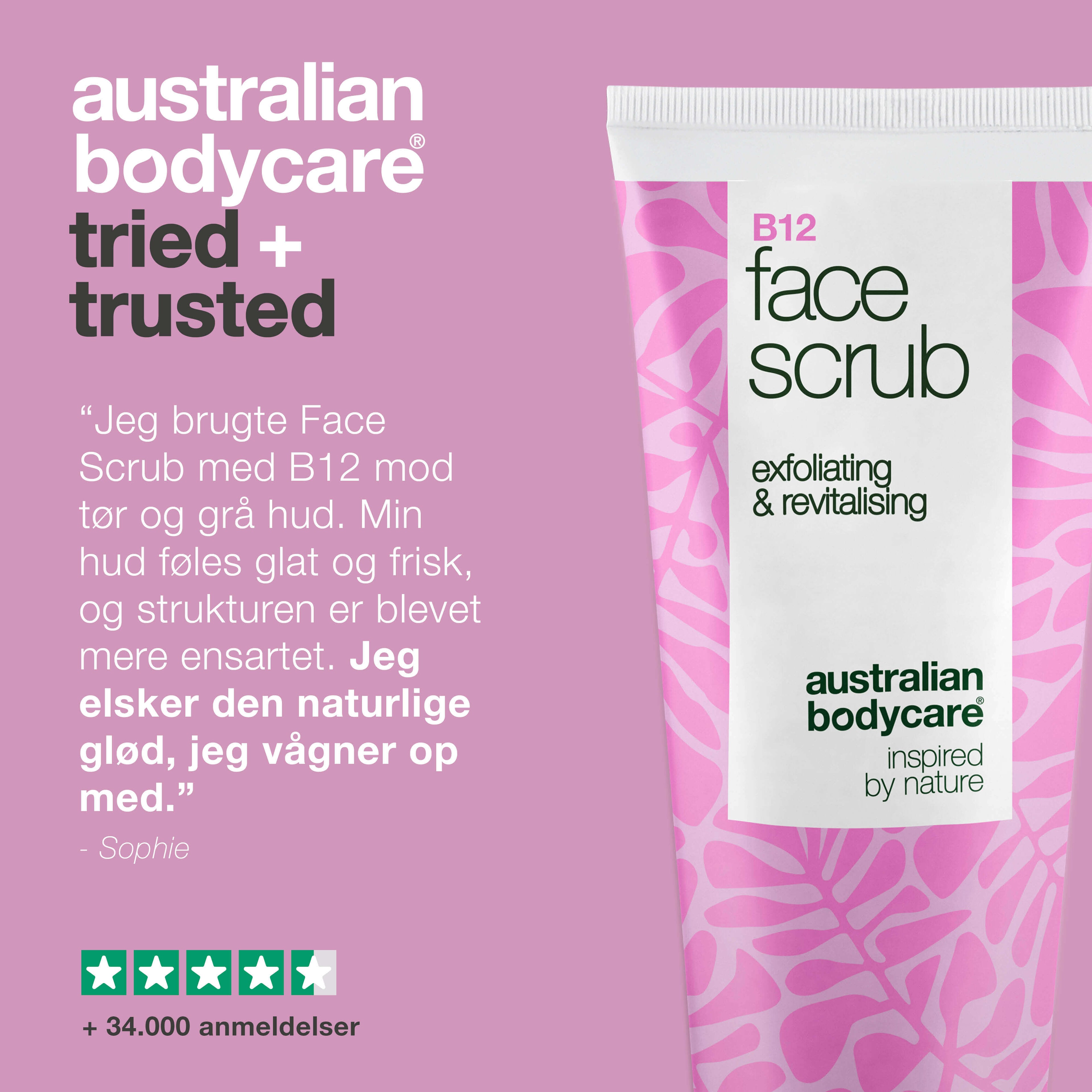 Face Scrub til mat hud – fjerner døde hudceller med B12 — Face Scrub til mat hud der mangler glød. Indeholder B12 vitamin, glykolsyre og abrikoskerner som eksfolierer og fornyer huden.