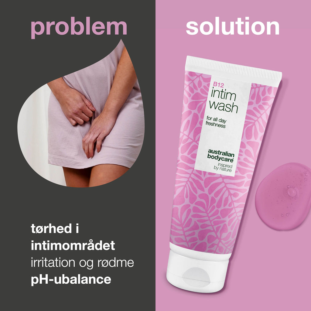 Intimsæbe til kvinder 40+ mod tørhed og ubalance — Intimsæbe til kvinder 40+ mod tørhed, kløe og pH-ubalance. Skånsom pleje med B12, glycerin og plantebaserede ingredienser.