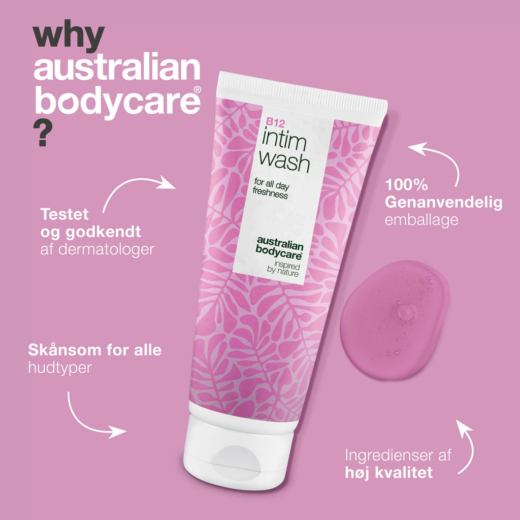 Intimsæbe til kvinder 40+ mod tørhed og ubalance — Intimsæbe til kvinder 40+ mod tørhed, kløe og pH-ubalance. Skånsom pleje med B12, glycerin og plantebaserede ingredienser.