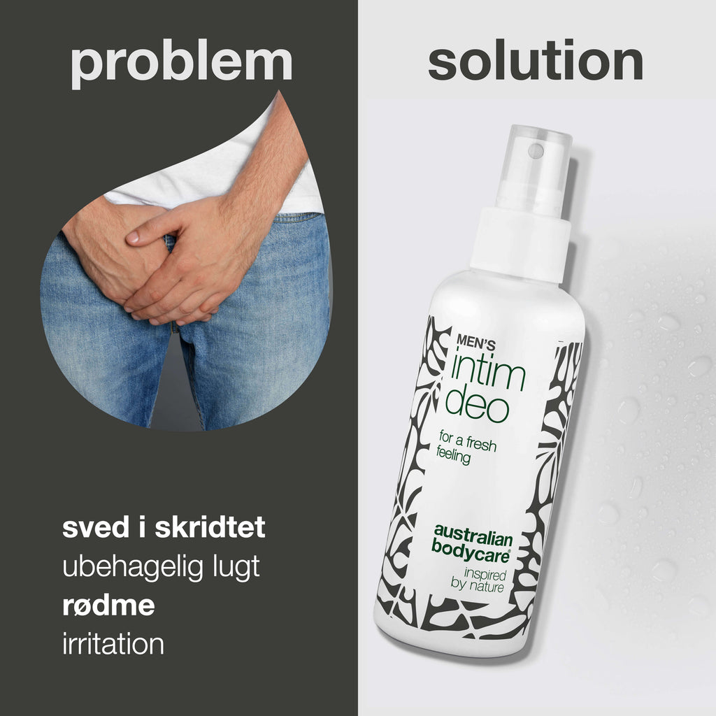 Intim Deo til mænd mod sved, lugt og ubehag i skridtet — Intim Deo til mænd mod sved, lugt og kløe. Giver friskhed og komfort hele dagen – ideel til daglig brug.