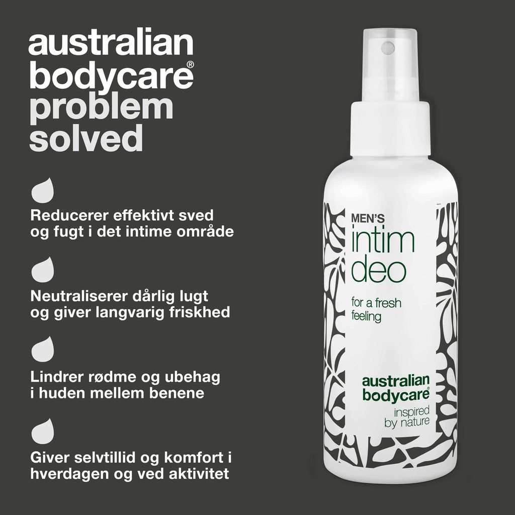Intim Deo til mænd mod sved, lugt og ubehag i skridtet — Intim Deo til mænd mod sved, lugt og kløe. Giver friskhed og komfort hele dagen – ideel til daglig brug.