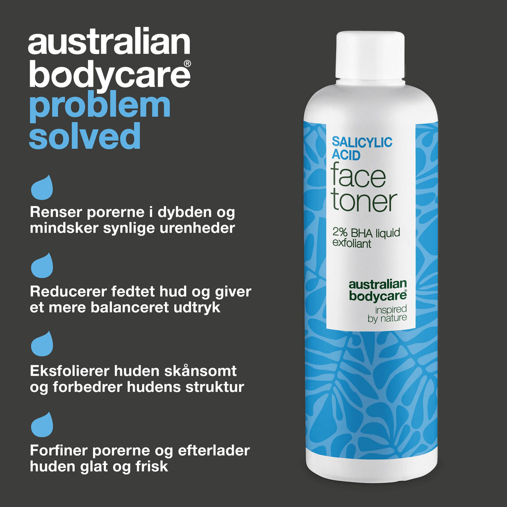 Salicylsyre-toner mod urenheder og store porer — Salicylsyre peeling fjerner hudorme, mindsker porer og udjævner huden. Bruges dagligt for en klar og ren hud.