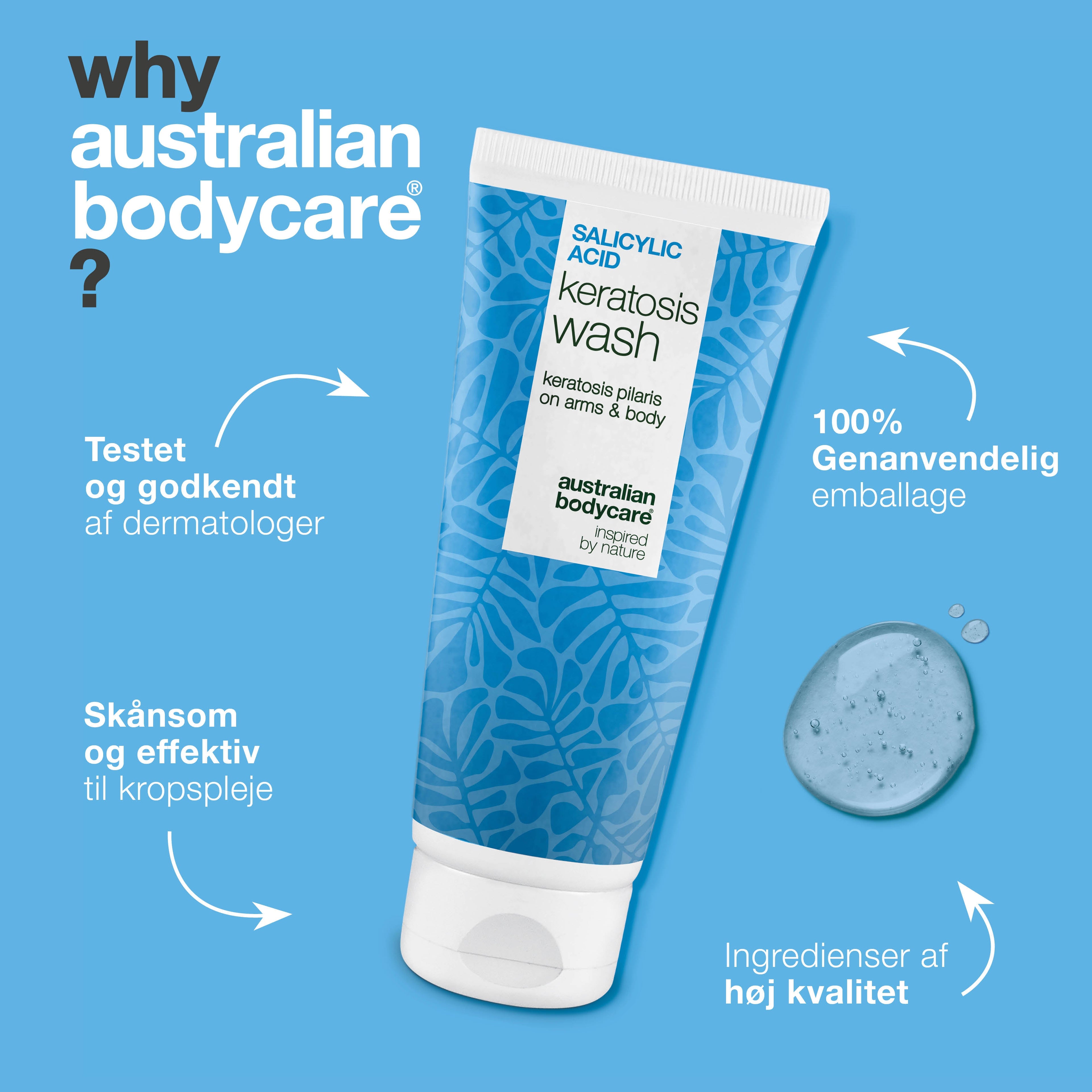 Keratosis Pilaris Body Wash – mod ru hud og små knopper — Keratosis Pilaris Body Wash mod ru hud og knopper fra keratosis pilaris. Med salicylsyre, niacinamid og glycerin for glattere hud.