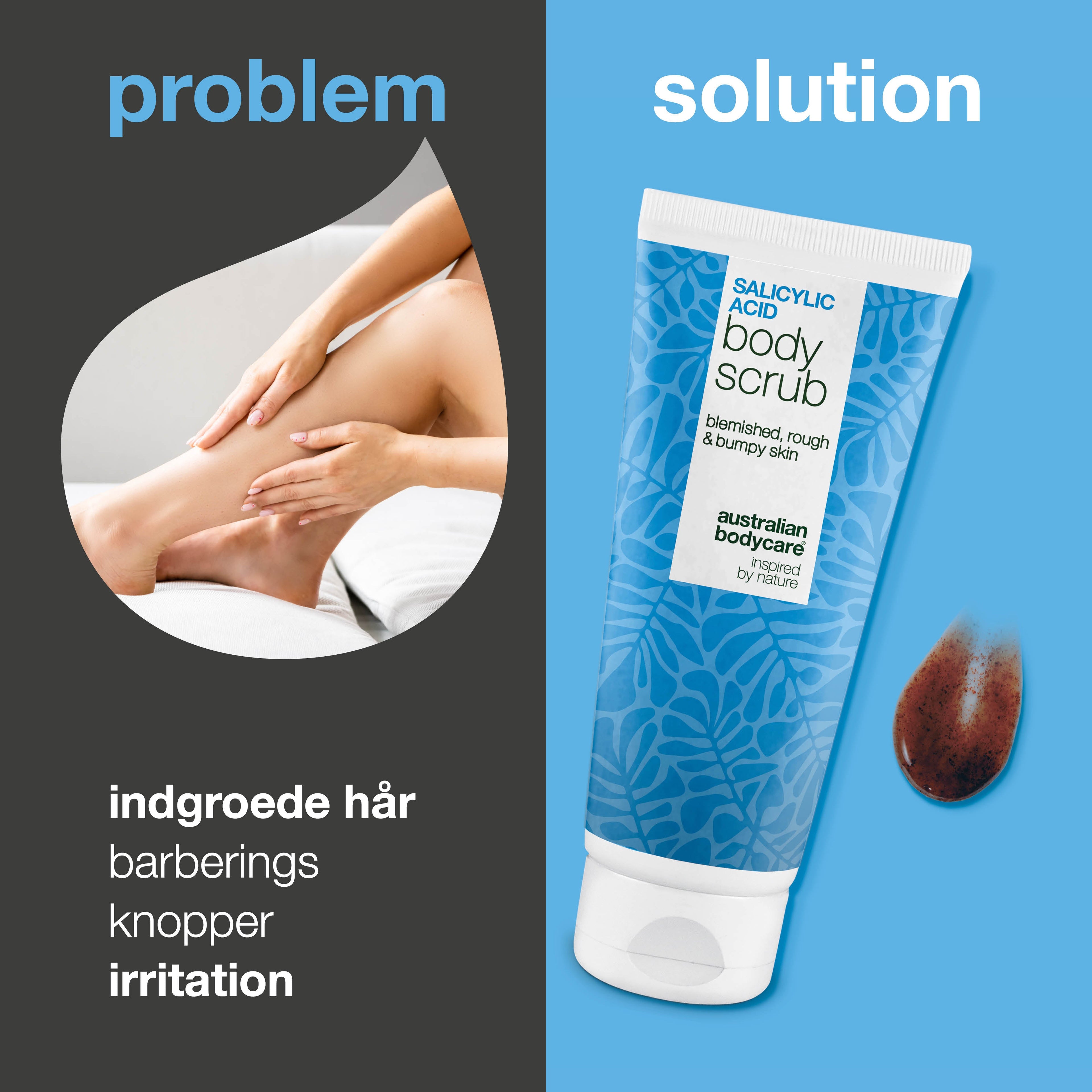 Shave Scrub mod indgroede hår og røde knopper — Shave Scrub fjerner døde hudceller og mindsker irritation. Med Salicylsyre, Glycerin og Abrikoskerne-pulver.