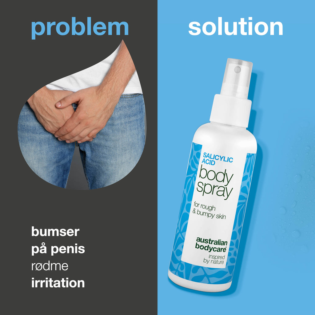 Spray mod bumser på penis – reducerer uren hud og rødme — Spray mod bumser på penis reducerer uren hud og rødme. Med salicylsyre, glykolsyre, zink, panthenol og glycerin.