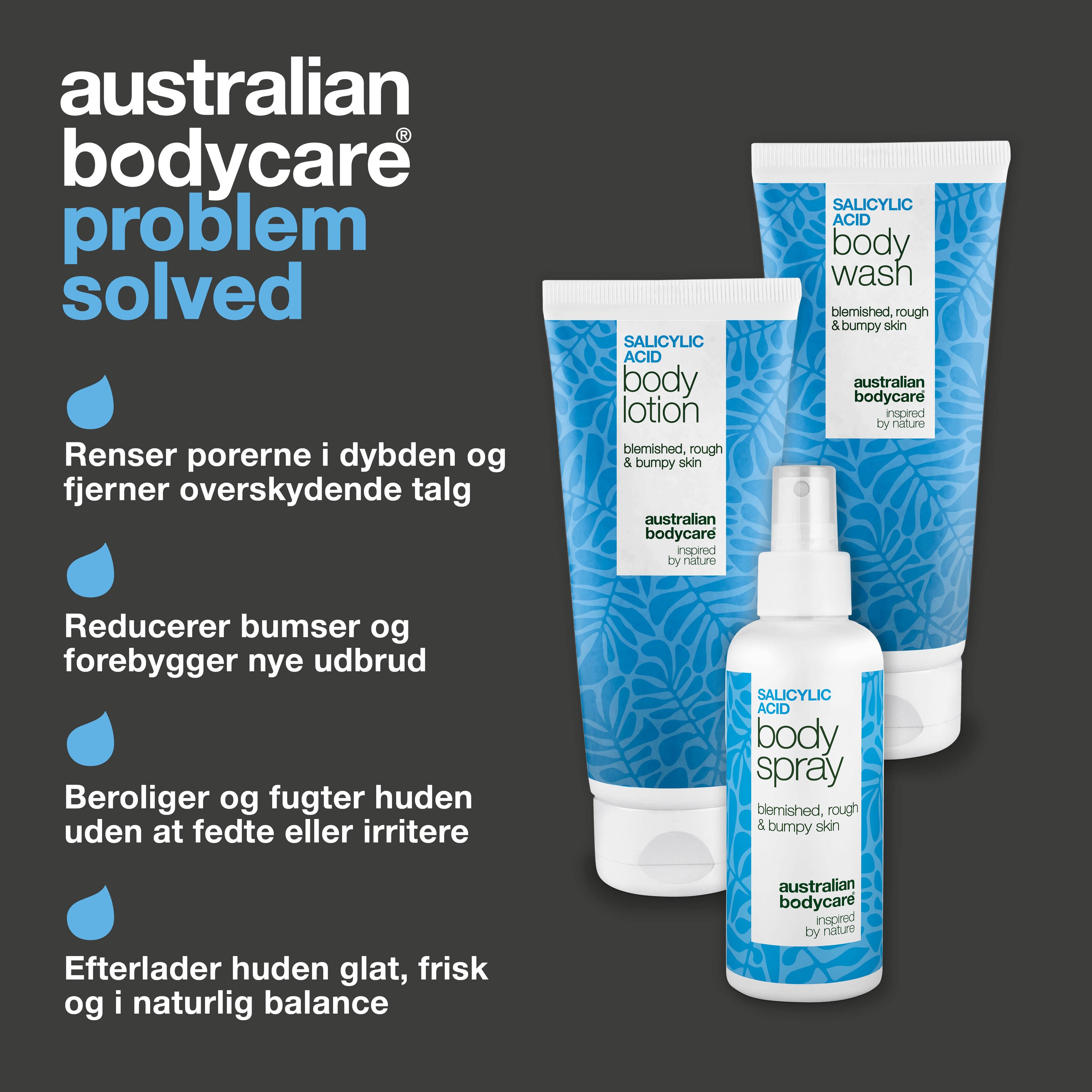 Kropspakke til bumser – ren, glat og balanceret hud med salicylsyre — Pakke mod bumser og uren hud på kroppen. Renser porer i dybden med salicylsyre, niacinamid og zink for en glattere hud.