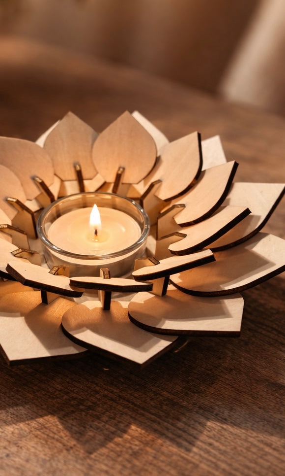 Håndlavet fyrfadsstage i bøgetræ - "Løvfald"