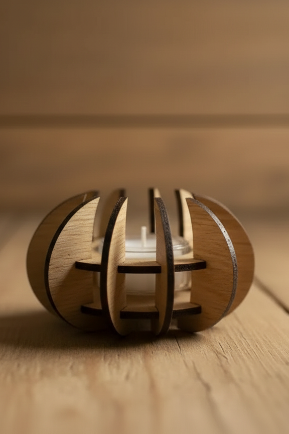 Fyrfadsstage sæt i egetræ "Lotus"